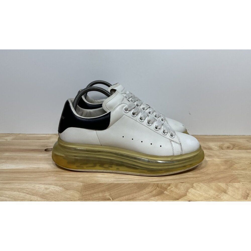 Alexander McQueen White Leather Platform Sneaker with Black Heel Accent